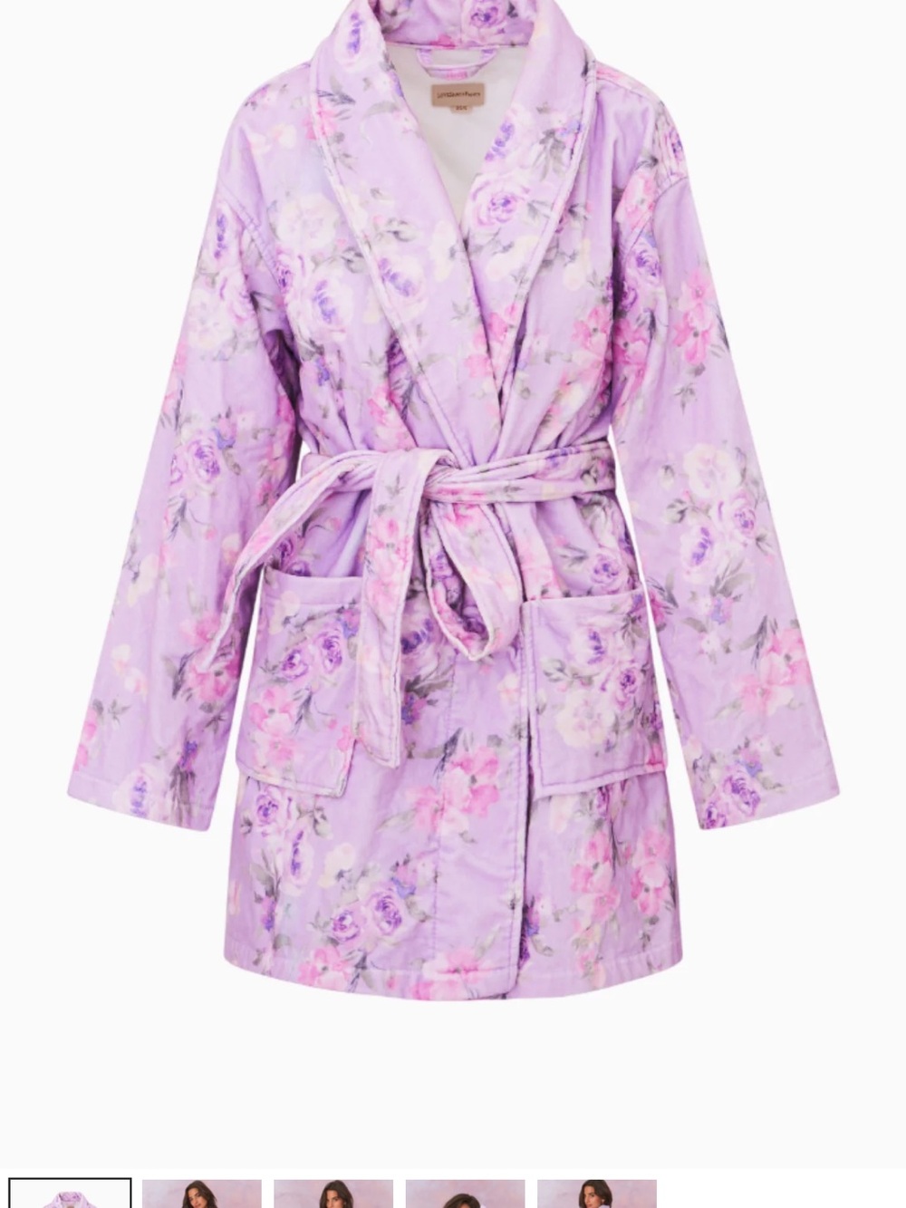 LoveShackFancy Quilted Floral Robe in Lavender and Pink